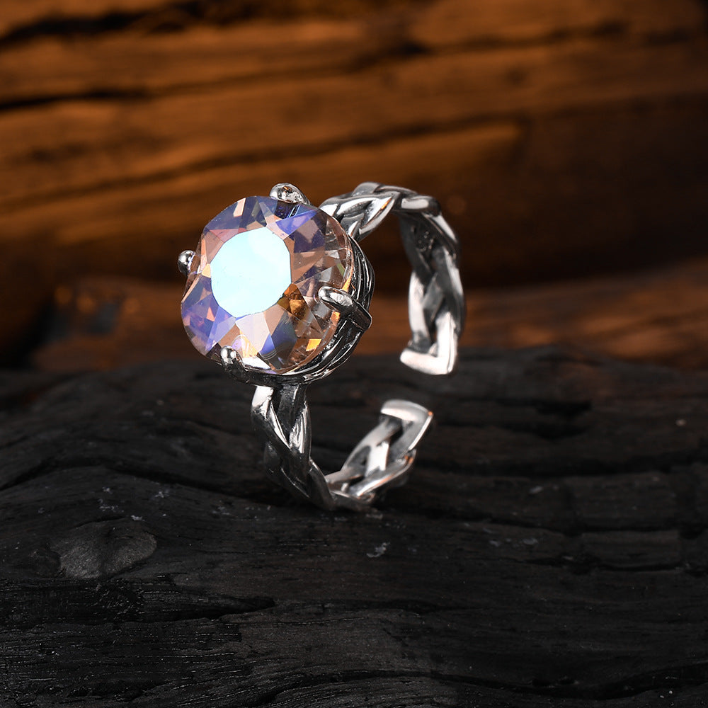 Anillo de cobre abierto de circón viejo al por mayor